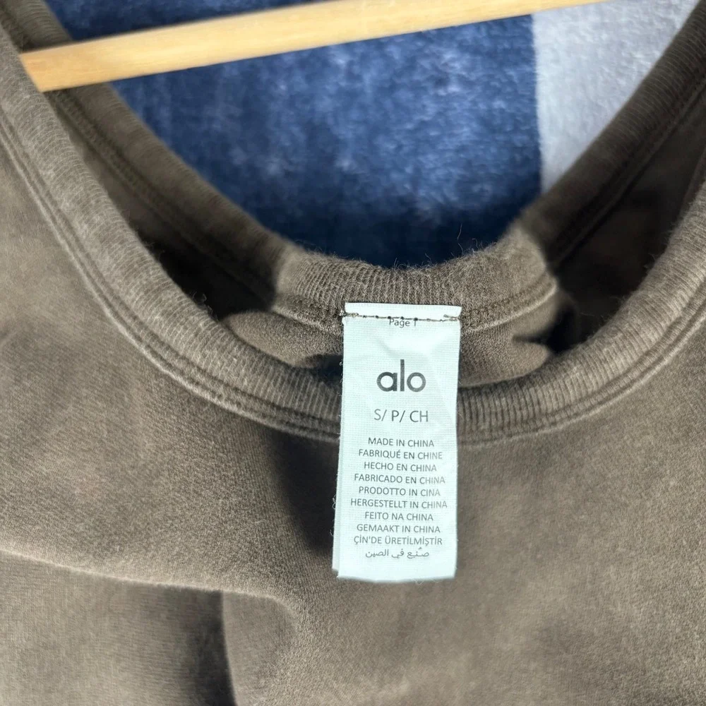 Alo Yoga Wellness Bra Espresso Brown Ribbed Seamless Scoop Neck W9371R Small